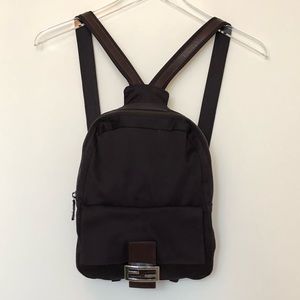 FENDI Brown Nylon Backpack w/ Leather Trim